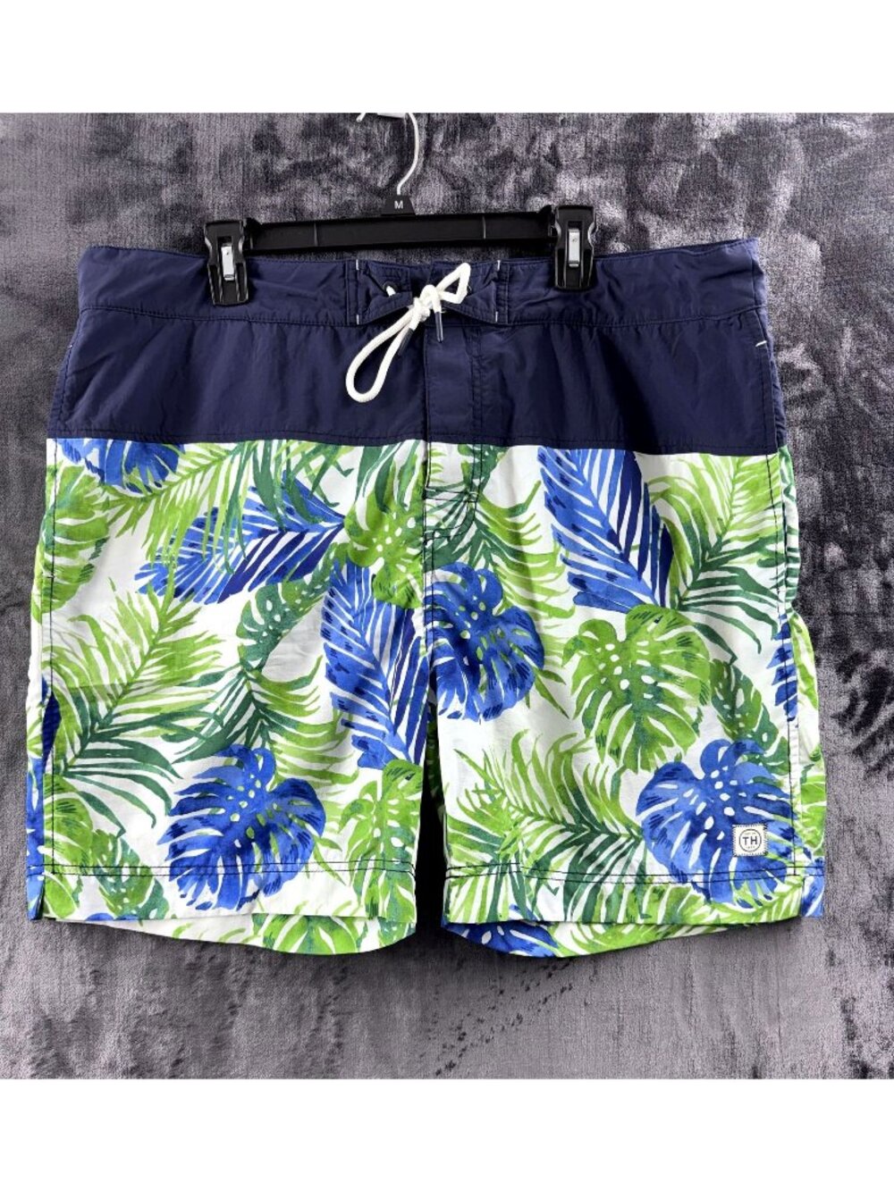 Tommy Hilfiger Men's XXL Tropical Palm Leaf Swim Trunks Board Shorts Blue Green